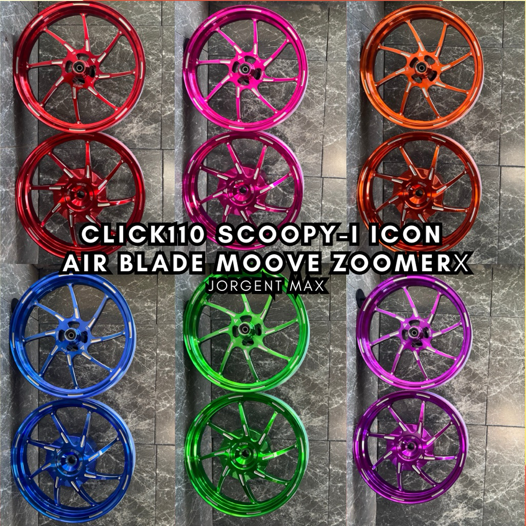 ล้อแม็ก Click110,Click-i,Scoopy-i,i-Con,Spacy-i,Zoomer-X,Moove,Air blade ขนาด 1.85/2.15*14 งานCNC คุณภาพดี แถมลูกปืนฟรี
