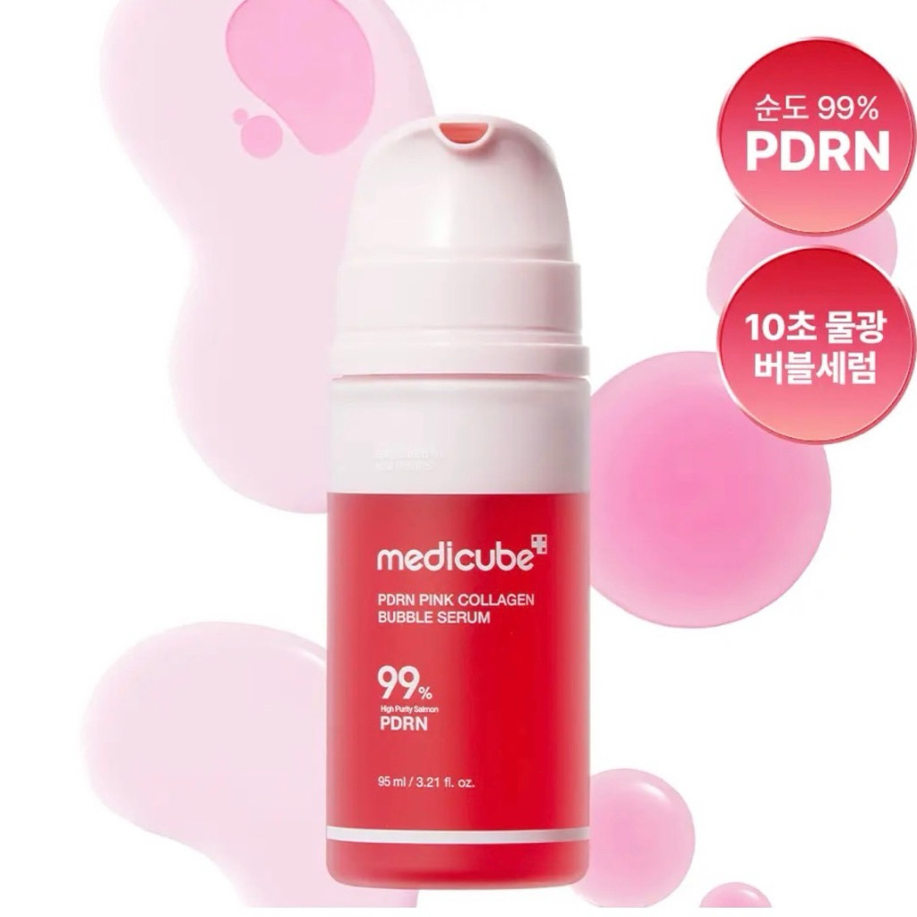 พร้อมส่ง Medicube PDRN Pink Collagen Bubble Serum 95ml.  เมดิคิวบ์ PDRN คอลลาเจน โฟมเซรั่ม 95มล.