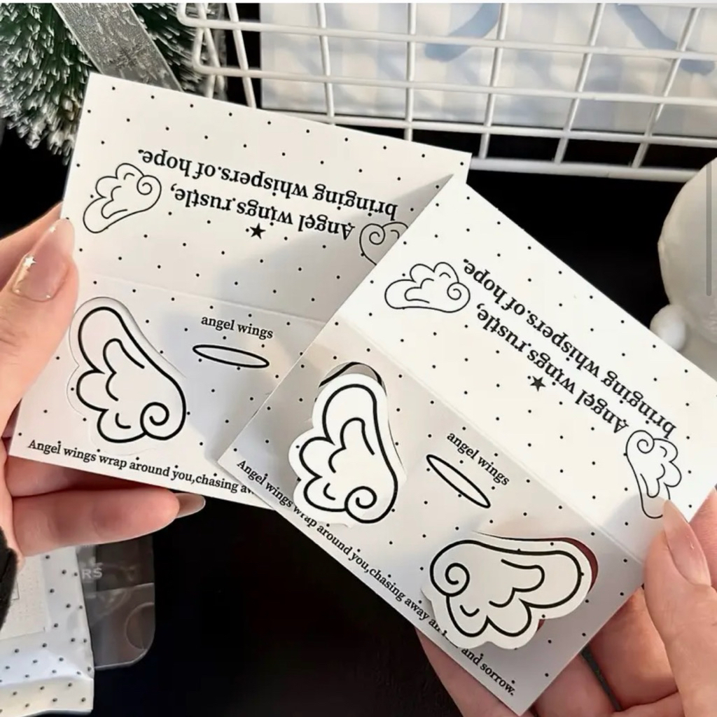 🤍🌟พร้อมส่ง!หัวการ์ดกระดาษ แพค10ชิ้น ลายปีกนางฟ้า3D Polka dot wing น่ารักมาก