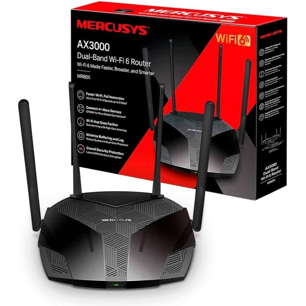 MERCUSYS MR80X AX3000 เราเตอร์ Wi-Fi 6 Dual-Band