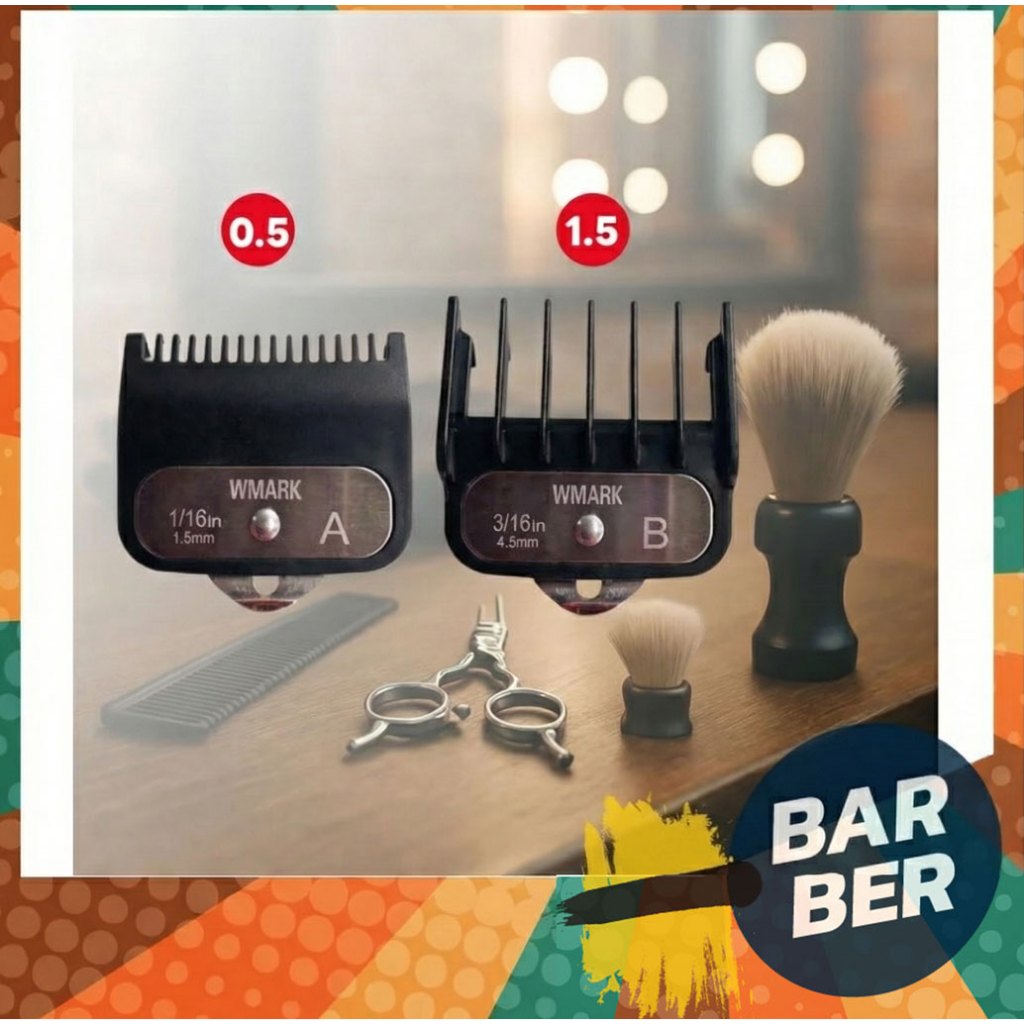 ฟันรอง WMARK (ของแท้) กิ๊บเหล็ก ชุด A+B (เบอร์ 0.5+1.5) สีดำ/แดง สำหรับ Wahl Kemei ไล่เฟดเนียน