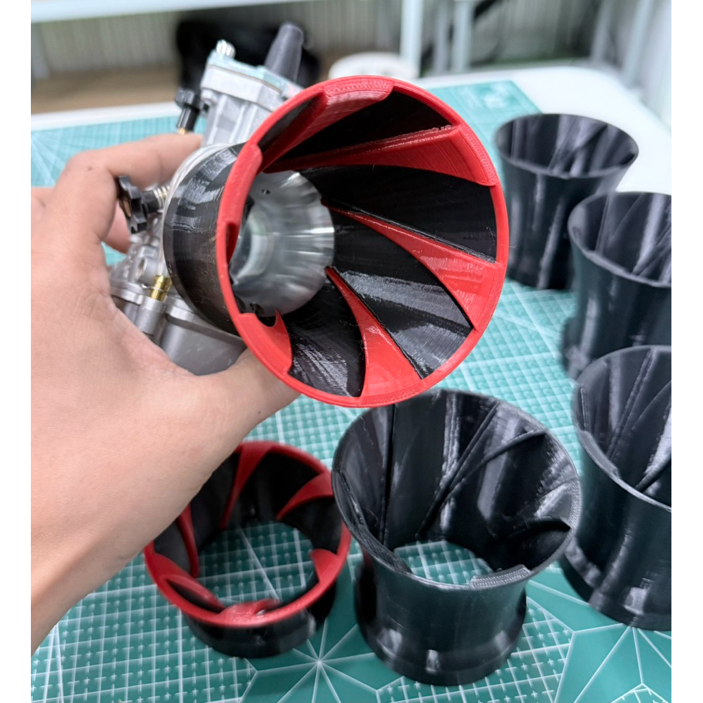 ปากแตร เคเหลี่ยม  32-34 / KTM ปากสวม 55 มิล เกลียวใน วนอากาศเข้า งาน3D เบาแข็งแรง ทนความร้อน