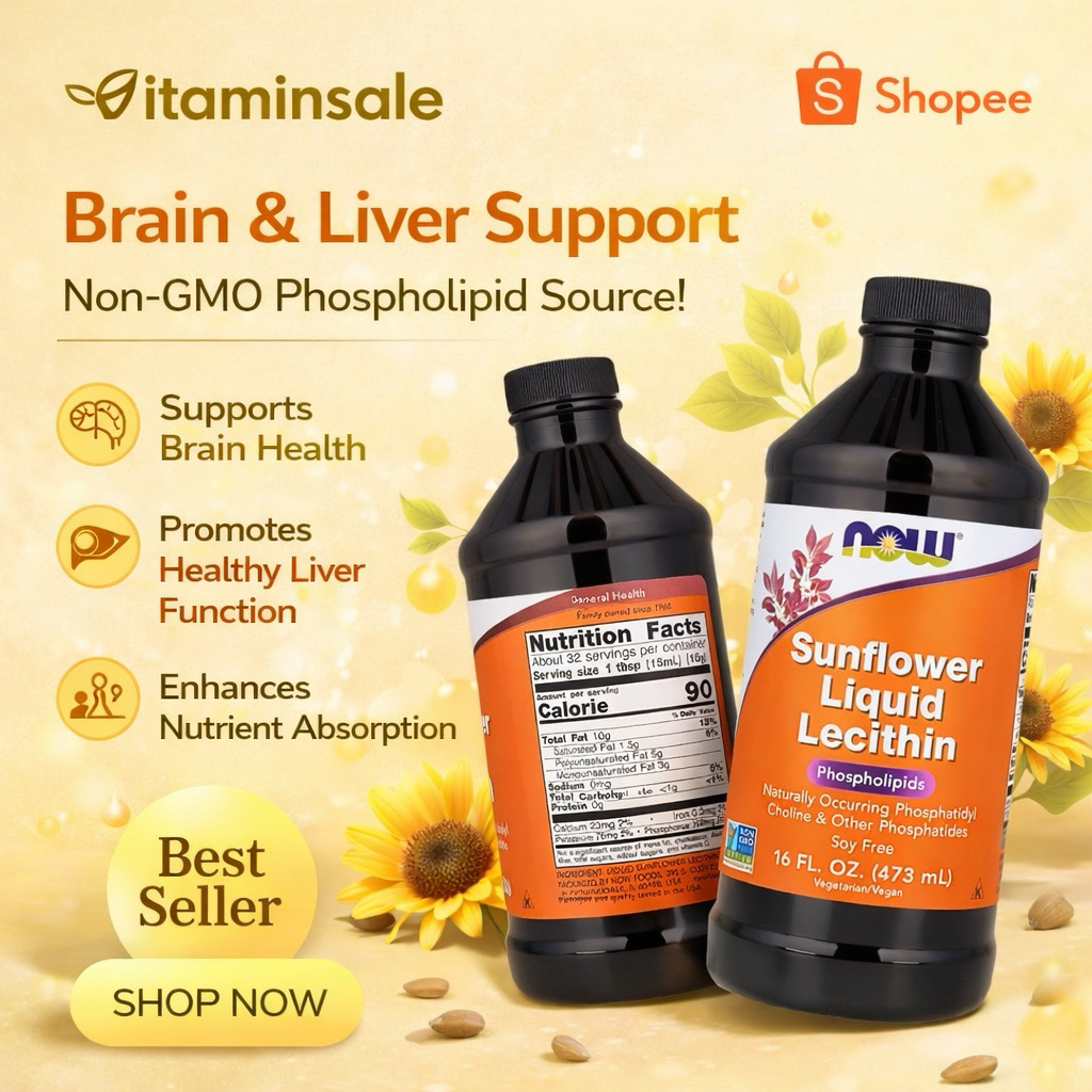 NOW Sunflower Liquid Lecithin Soy Free 473 ml