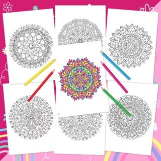 ภาพระบายสีแมนดาลา ภาพระบายสีสำหรับผู้ใหญ่และเด็ก ชุด "Classic Mandalas" / 20 แผ่น / เลือกกระดาษได้