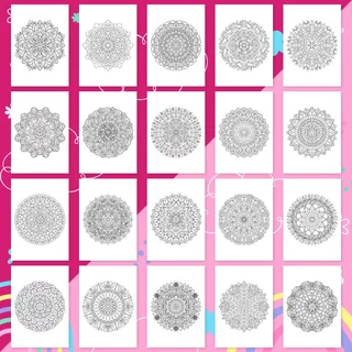 ภาพระบายสีแมนดาลา ภาพระบายสีสำหรับผู้ใหญ่และเด็ก ชุด "Classic Mandalas" / 20 แผ่น / เลือกกระดาษได้