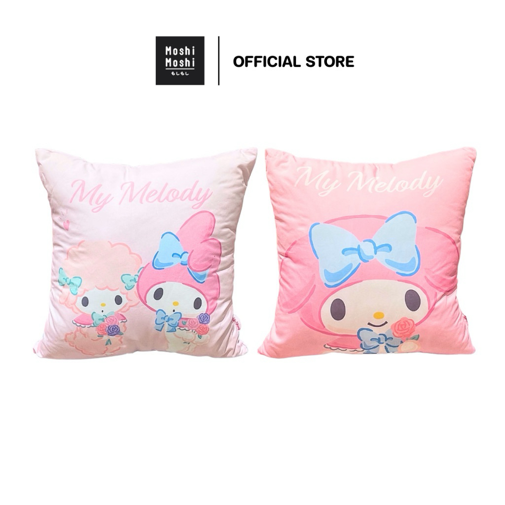 (พร้อมส่ง/New/แท้💯) Moshi Moshi หมอนอิง หมอนเหลี่ยม ลาย Mymelody Sanrio ขนาด 16x16นิ้ว