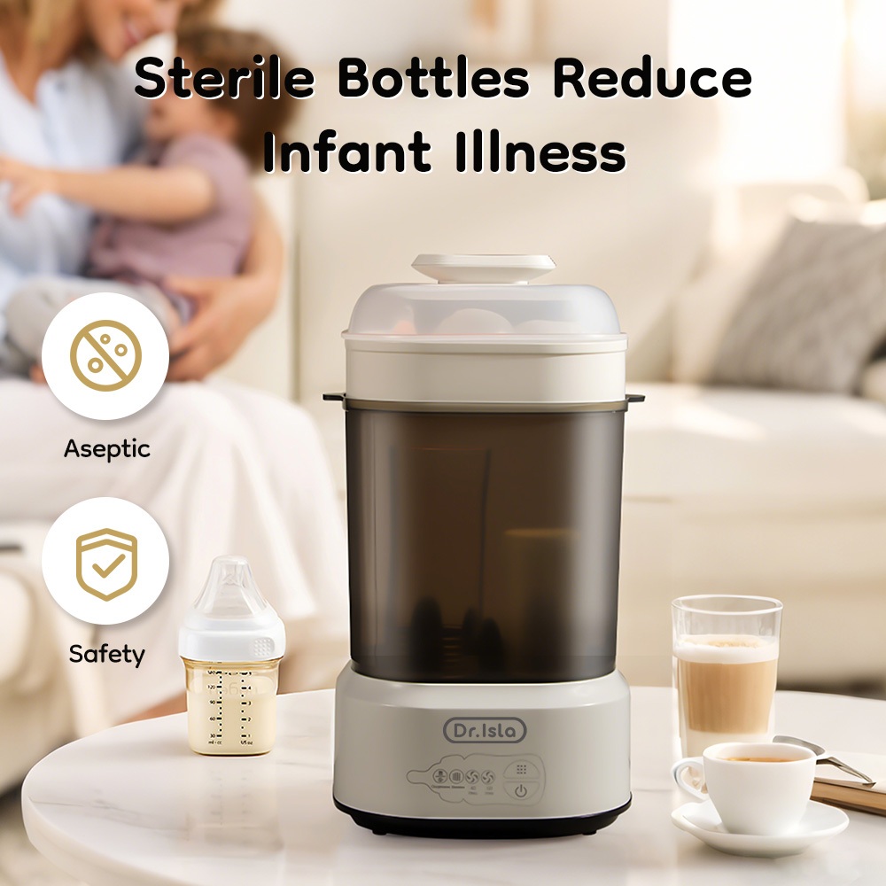 Dr.isla เครื่องนึ่งขวดนมพร้อมอบแห้ง สามารถฆ่าเชื้อด้วยไอน้ำ อบแห้งโดยลมร้อน ขนาดเล็ก ใช้งานง่าย N36 - รูปที่ 2