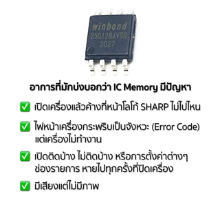 ไอซีเมมโมรี่ชาร์ป IC Memory LED TV Sharp LC-40SA5200X, LC-40LE280X, LC-32LE280X, LC-50SA5200X บรรจุข้อมูลแล้ว