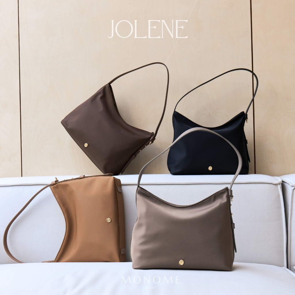 JOLENE  โจลีน Hobo bag กระเป๋าโฮโบ มีสายต่อ สะพายCrossbody ผ้าพรีเมียมไนลอน สายหนังแท้ MONOMEBKK