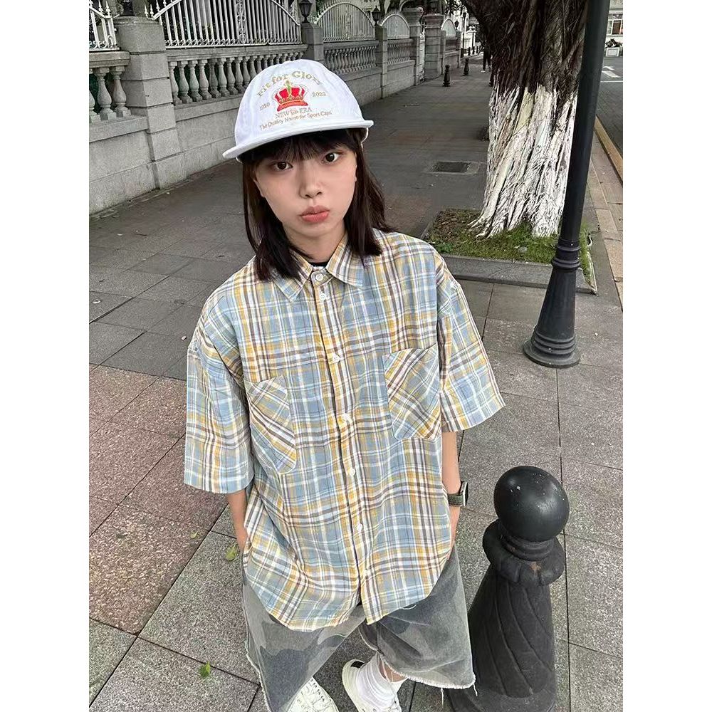 เสื้อลายสก๊อตสไตล์ชายหญิงเสื้อลายสก๊อตแขนสั้น ราคาดี ที่สุด! แฟชั่นย้อนยุค และนิยม คลังสินค้า