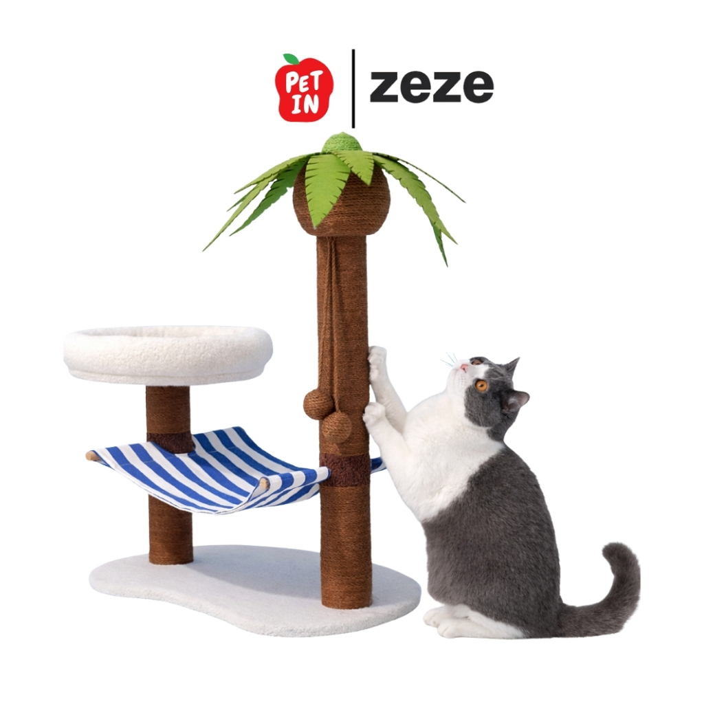 Zeze คอนโดแมว เกาะมะพร้าว 2in1 เสาลับเล็บ บ้านแมว ที่นอนแมว