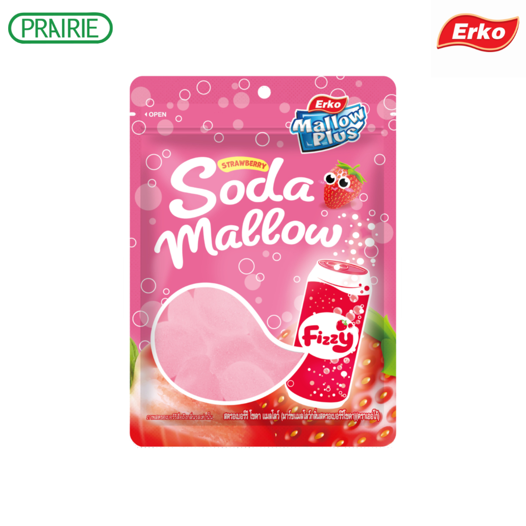 เออโก้ สตรอเบอร์รี โซดา แมลโลว์ 45 ก. I  Erko Strawberry Soda Mallow 45 g.