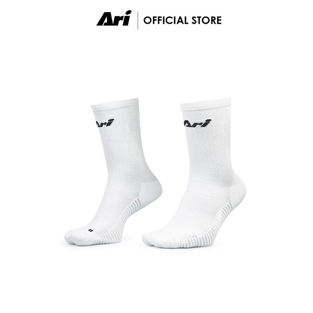ARI ADEPT TERRY RUNNING CREW SOCKS - WHITE (AHW1706-02)  ถุงเท้า อาริ ADEPT TERRY RUNNING สีขาว