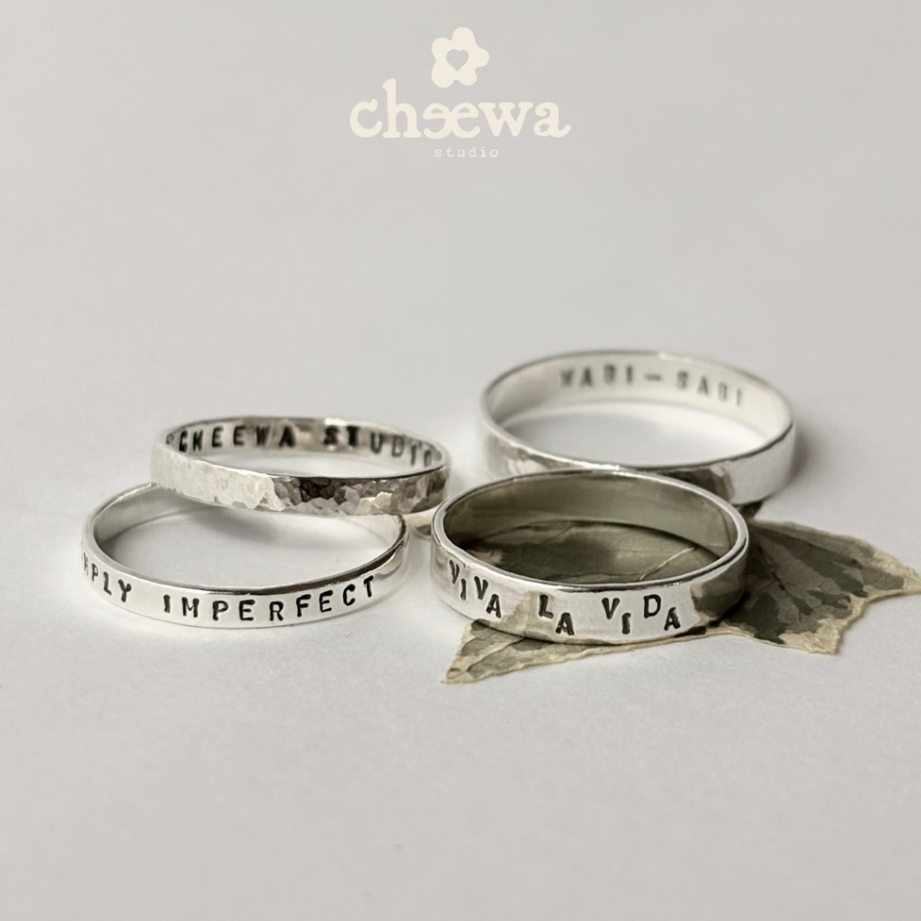 Cheewa Studio | silver925 | hand stamped ring แหวนเงินแท้สลักข้อความ