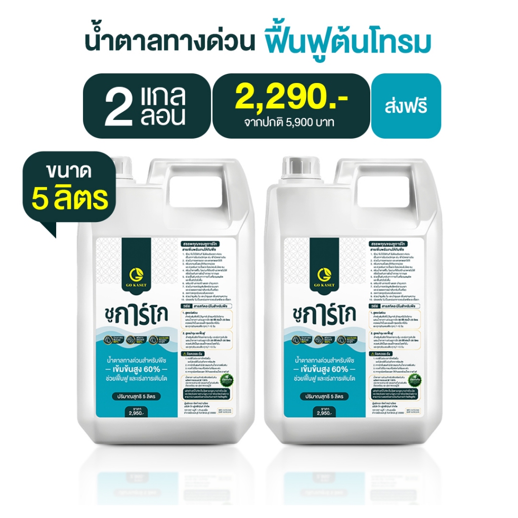(2แกลลอน) ชูการ์โก ขนาด 5 ลิตร - SUGAR GO น้ำตาลทางด่วนสำหรับพืช ปุ๋ยน้ำ ปุ่ญกุหลาบ ช่วยเร่งราก