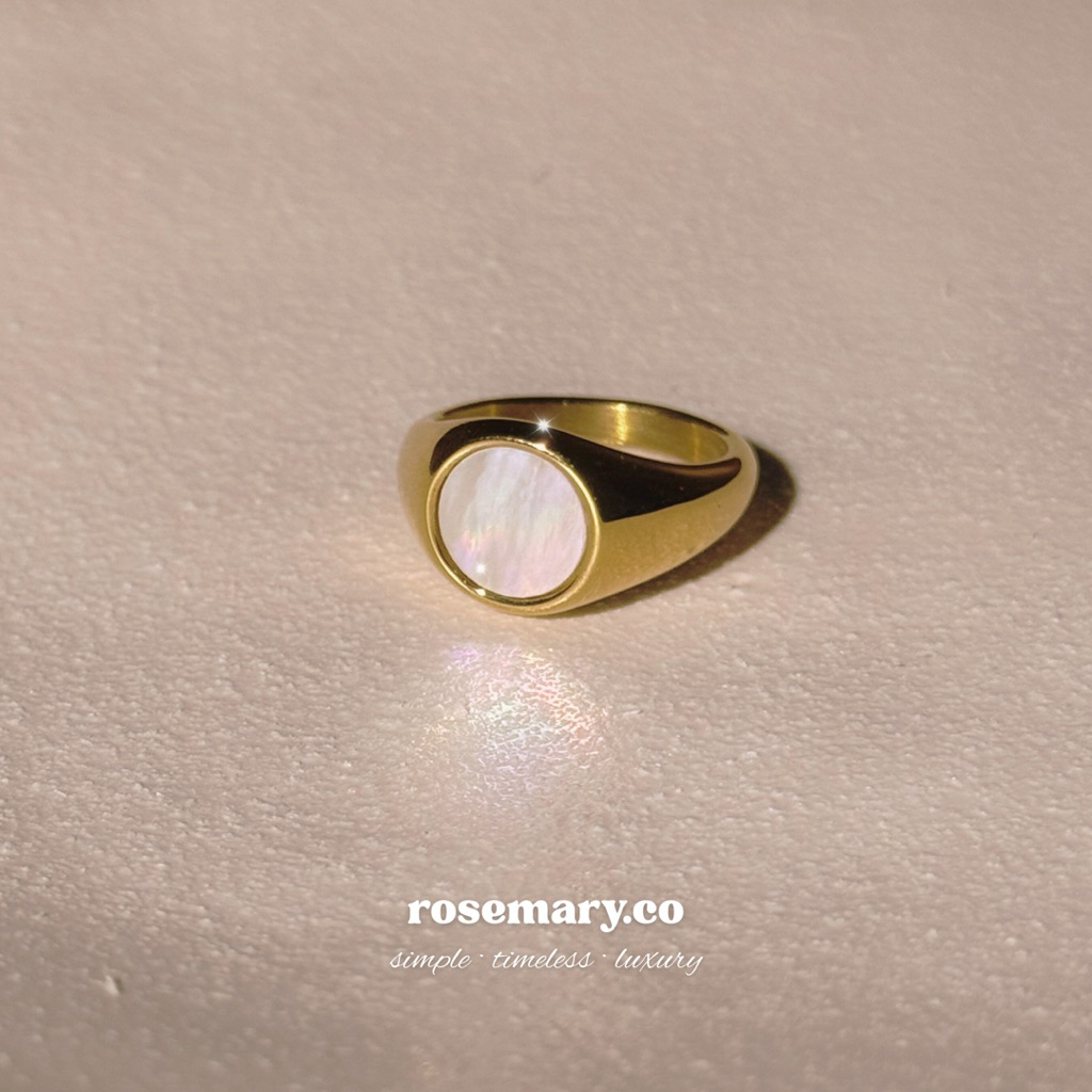 rosemary.co | moonflower (RM109) | 18k pvd gold plating แหวนของขวัญ ไม่ลอก ไม่ดำ ไม่แพ้ unisex (พร้อมส่งในไทย)