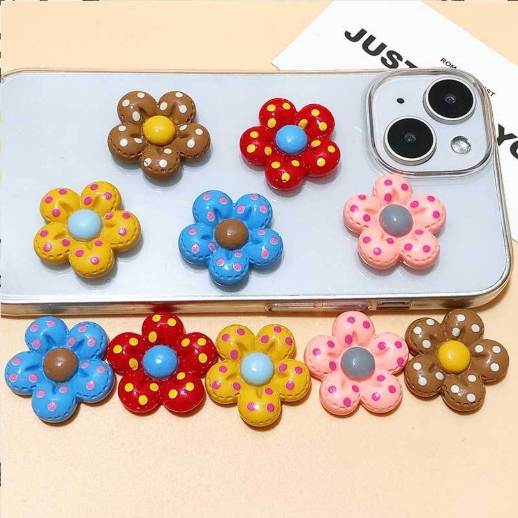 ❮10 ชิ้น❯เรซิ่นดอกไม้ห้ากลีบลายจุดเรซิ่น DIYวัสดุงานฝีมือ ดอกไม้ติดรองเท้า กิ๊บติดผม ยางรัดผม แก้วน้ำดอกไม้ห้ากลีบลายจุด