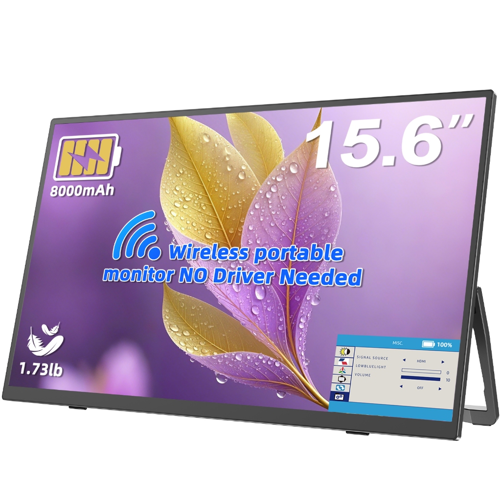 UPERFECT    Wireless Portable Monitor with 8000mAh Battery, 15.6inch Support AirPlay, Miracast Lapto