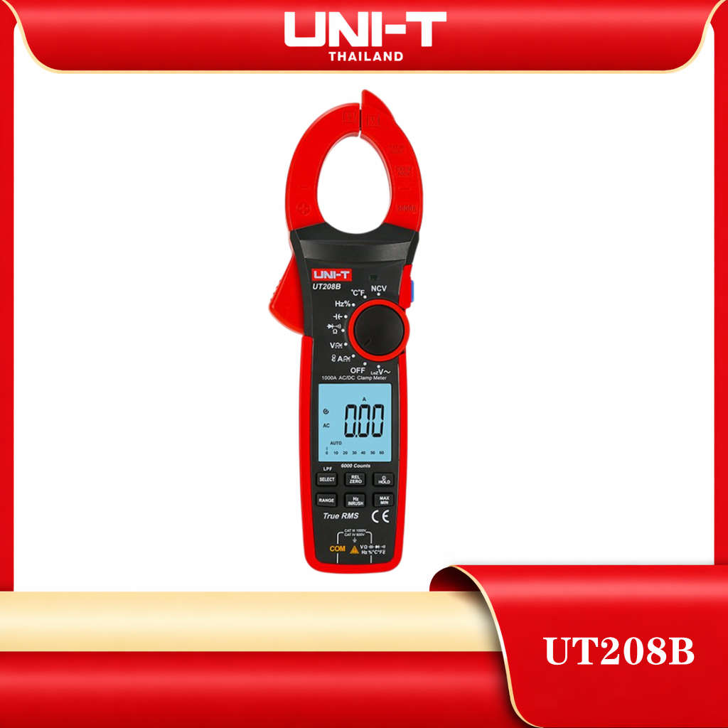 UNI-T UT208B True RMS Digital clamp Meter  AC DC Current 1000A 1000V คีมแอมป์มิเตอร์ LPF 6000