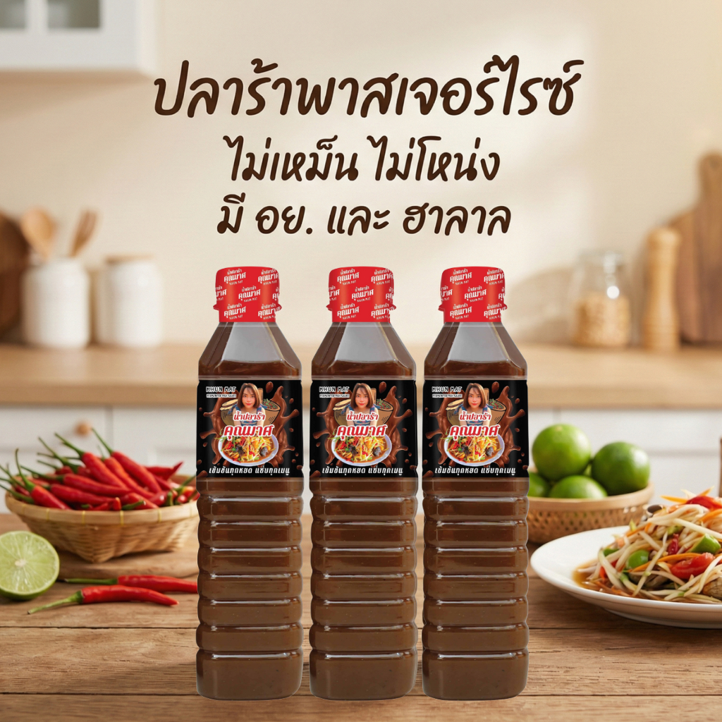 ชุดครัวบ้านคุณมาศ | น้ำปลาร้าพาสเจอร์ไรซ์ 400 ml แพ็ก 3 ขวด