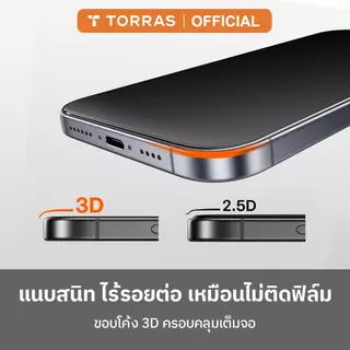 【1 แผ่น】TORRAS Airskinฟิล์มกระจก ARกันแสงสะท้อน เต็มจอ |ไม่มืด| บางเฉียบ0.25 มม.สัมผัสลื่น|กันแตก มาพร้อมบล๊อกติดฟิล์ม