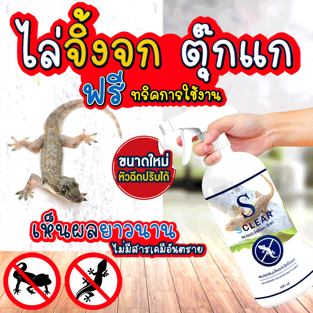 สเปรย์ไล่จิ้งจก SClear ไล่ตุ๊กแก ฟรี คู่มือการใช้งาน ไล่จิ้งจกไม่ทำร้าย ยาไล่จิ้งจก สารสกัดธรรมชาติ