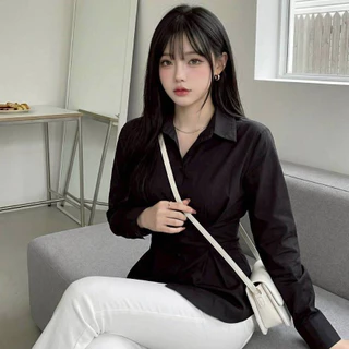 K01 ♥ มีไซส์ใหญ่สุด 62 นิ้ว !!! เสื้อเชิ้ตเข้ารูปสาวอวบสไตล์เกาหลี S-10XL แขนยาวคอปกเชิ้ต สีดำ-สีขาว ใส่ได้หลายโอกาส ♥
