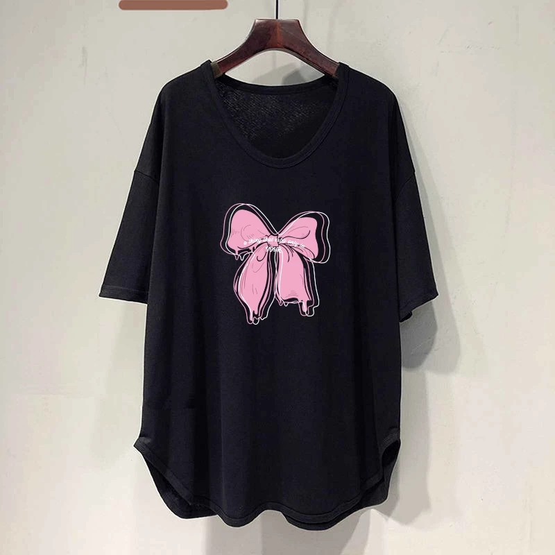เสื้อยืดสาวอวบอ้วนไซส์ใหญ่ oversize เสื้อผ้าแฟชั่นฤดูร้อนมาใหม่ เสื้อโอเวอร์ไซส์สไตล์ผู้หญิง ลําลองทรงหลวมสไตล์เกาหลี thumbnail 4