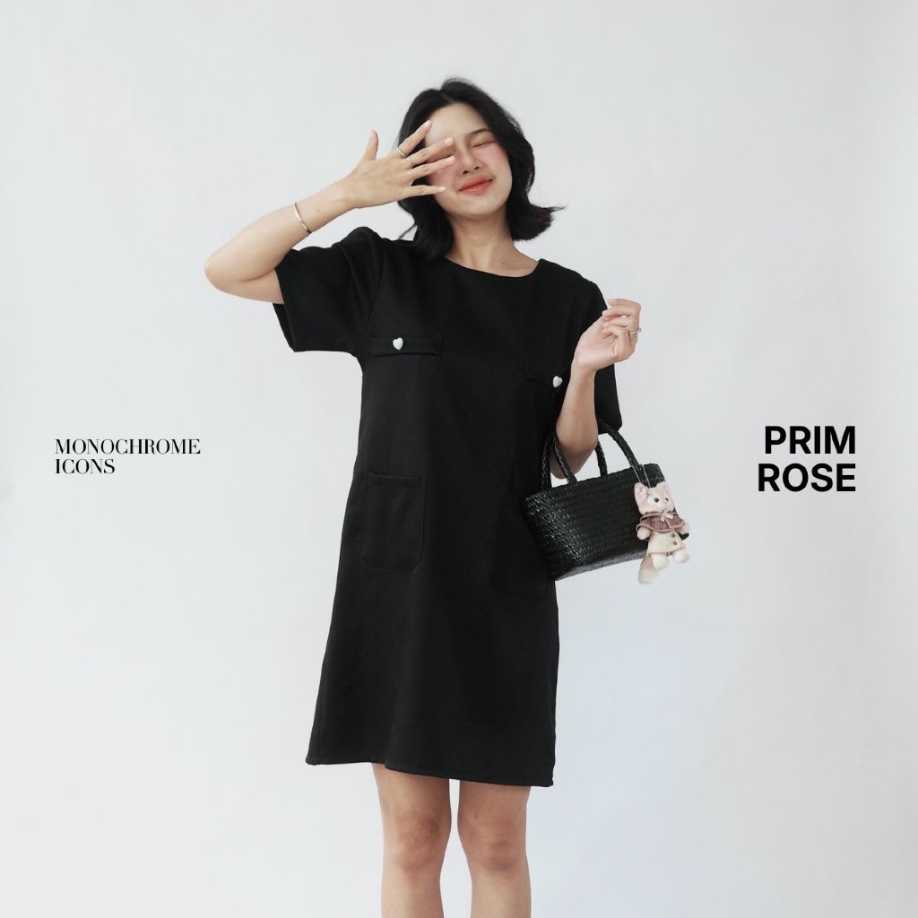 PRIMROSE DRESS ♡︎ เดรสสุดเรียบหรู ใส่ไปทำงานได้ เนื้อผ้าดีมาก กระเป๋าหน้า มีแถมกระดุมสำรอง