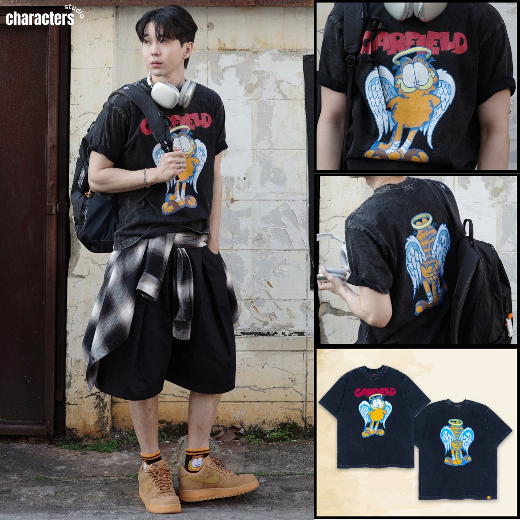 [NEW] Garfield  เสื้อผู้ใหญ่โอเวอร์ไซส์ ฟอกเฟด ลายการ์ฟิลด์ ผ้าCotton 100% สินค้าลิขสิทธิ์แท้ Characters Studio