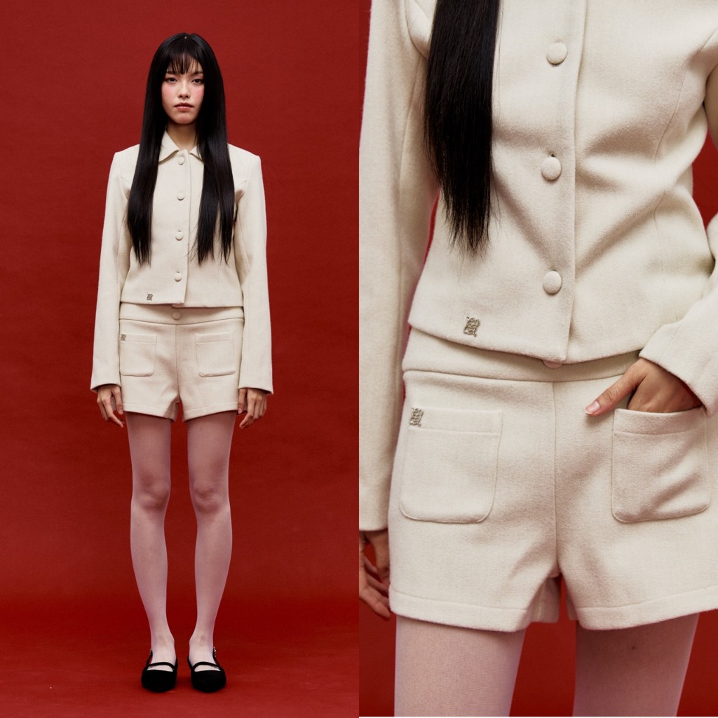 CHUUCHOP - (S-XL) Pinyin Shorts กางเกงขาสั้นเอวต่ำ พรางหุ่น เก็บสัดส่วนได้ดี (C8489) - รูปที่ 4