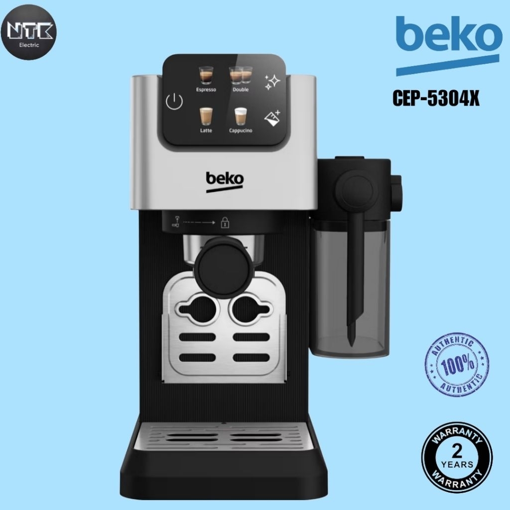 Beko CEP5304X เครื่องชงกาแฟอัตโนมัติแบบผง พร้อมทีทําฟองนมและ Milk cup สีเงิน