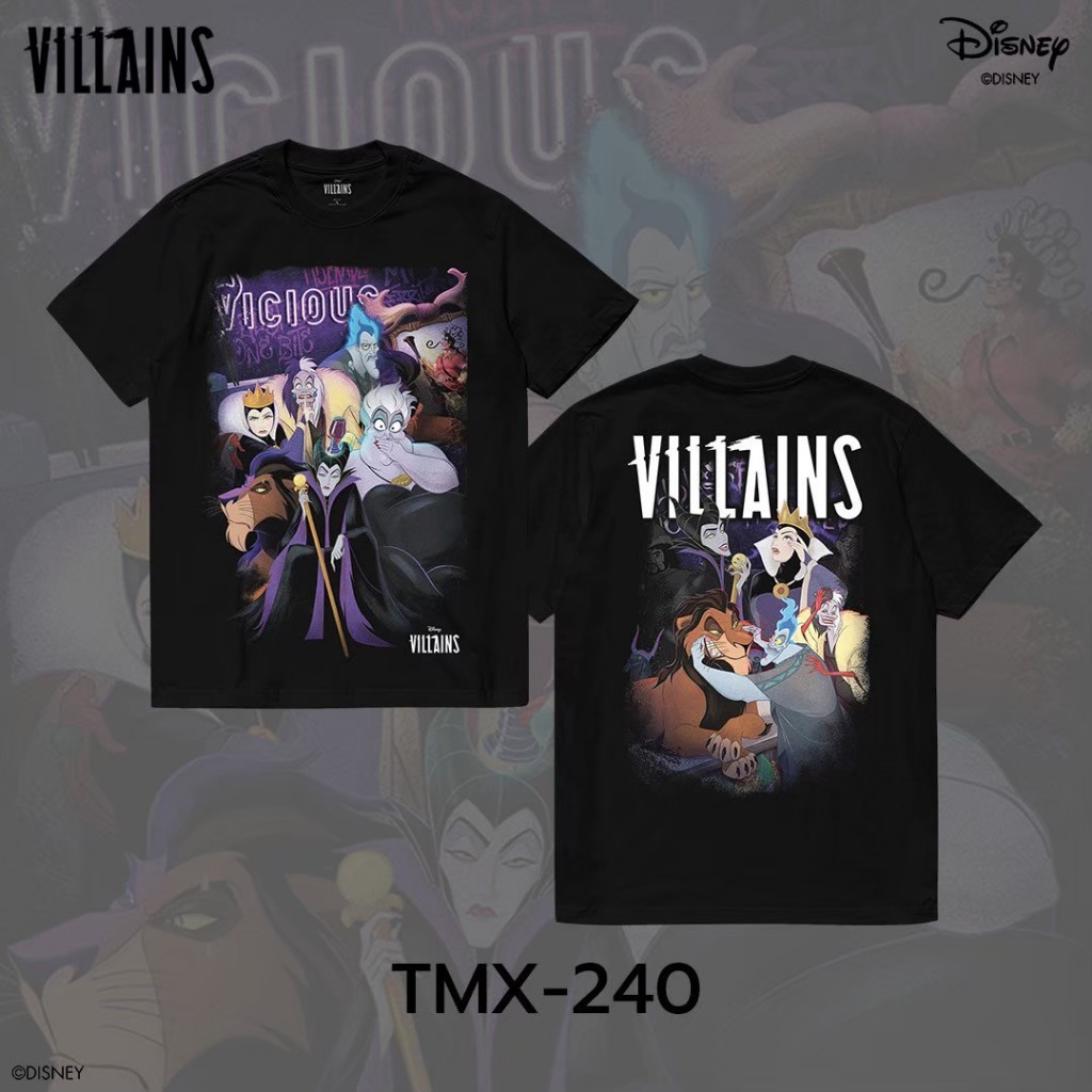 เสื้อยืดสตรีทแฟชั่น Disney's - All Villains ลิขสิทธิ์ดิสนีย์แท้100% คอกลม แขนสั้น unisex (TMX-240)