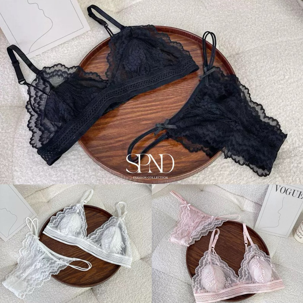 𝐒𝐏𝐍𝐃🖤【พร้อมส่ง】ชุดชั้นในลูกไม้นิ่ม ฟองน้ำบาง มี3สี ดำ ชมพู ขาว So09 สวยมากต้องมีติดตู้จ้า【ไม่ระบุชื่อสินค้า】