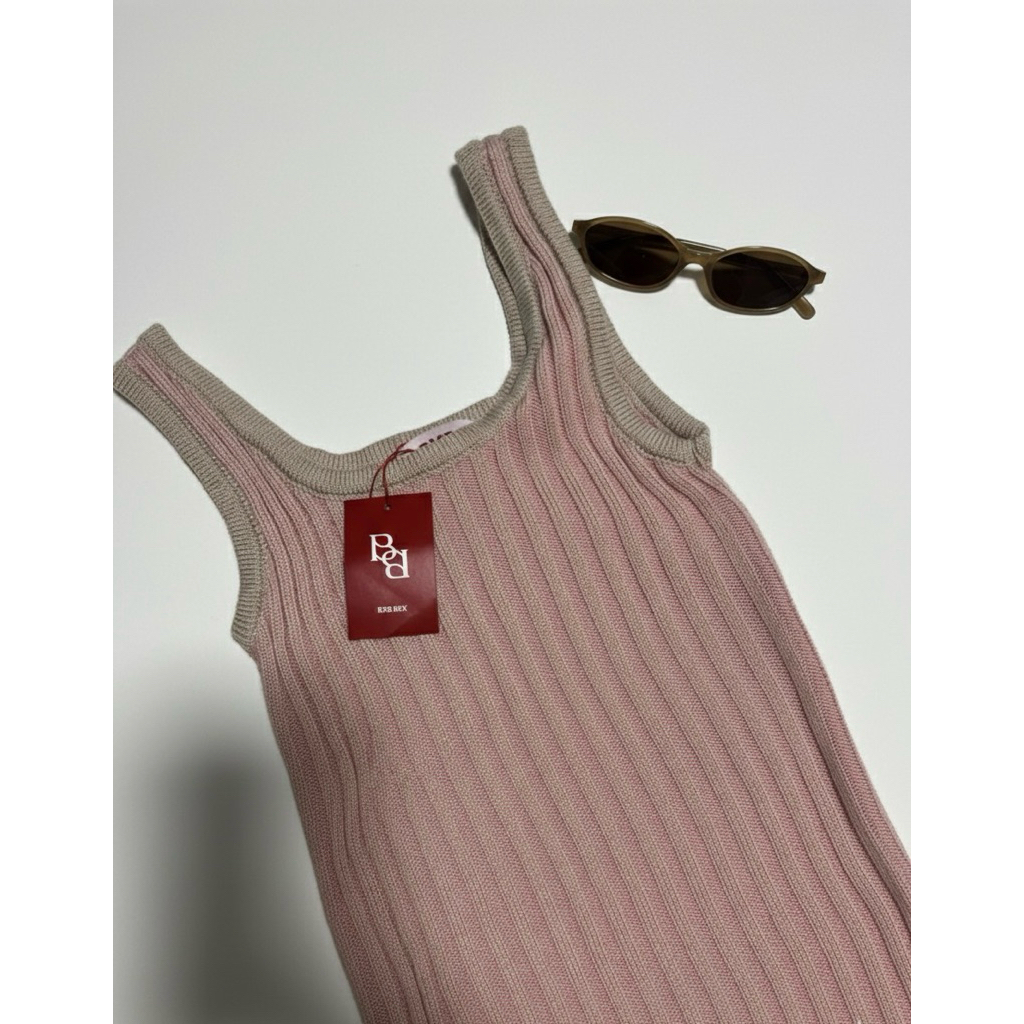 เสื้อกล้ามไหมพรม สีชมพู แบนด์  BXB-WILLOW KNIT TANK