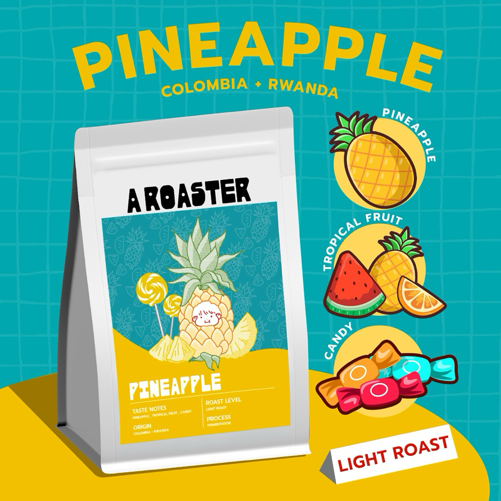 (New!!)เมล็ดกาแฟคั่วอ่อนกลิ่นสับปะรด Colombia Rwanda กาแฟ A ROASTER