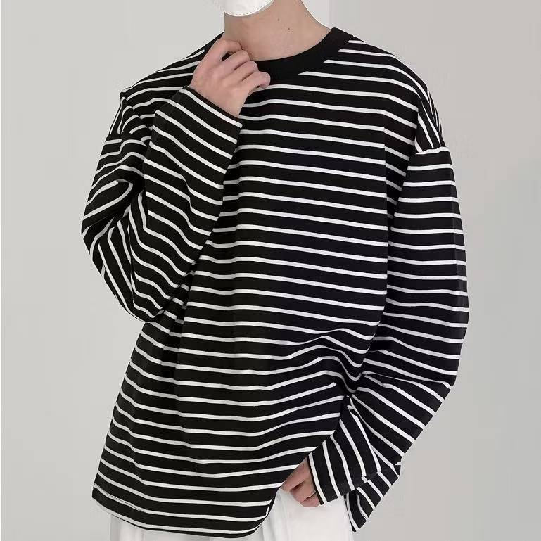 TwoStar เสื้อสเวตเตอร์แขนยาวลายทาง ผ้าฝ้าย สำหรับผู้ชายและผู้หญิง (ยูนิเซ็กส์) – โปรปัง