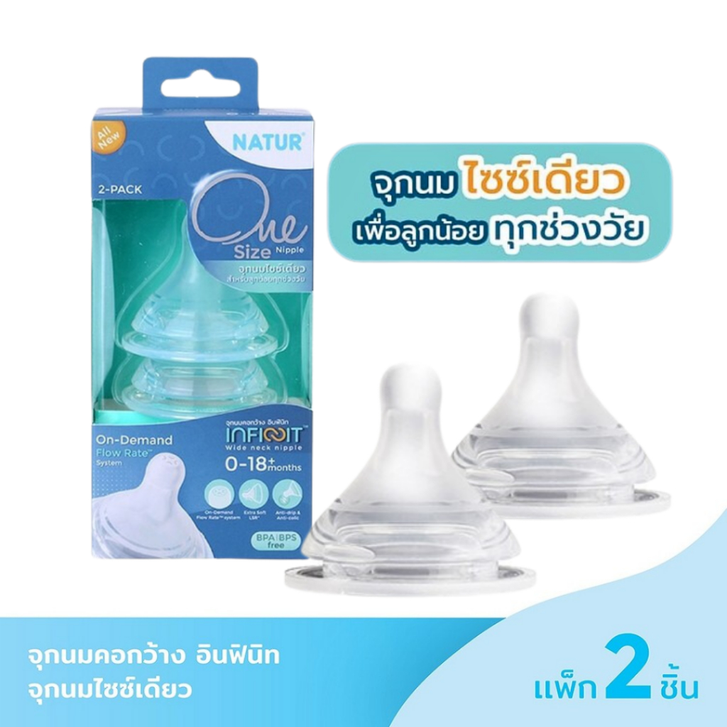 ✨จุกนมคอกว้าง NATUR Infinit One Size รุ่น อินฟินิท สำหรับเด็กช่วงวัย 0-18 เดือน