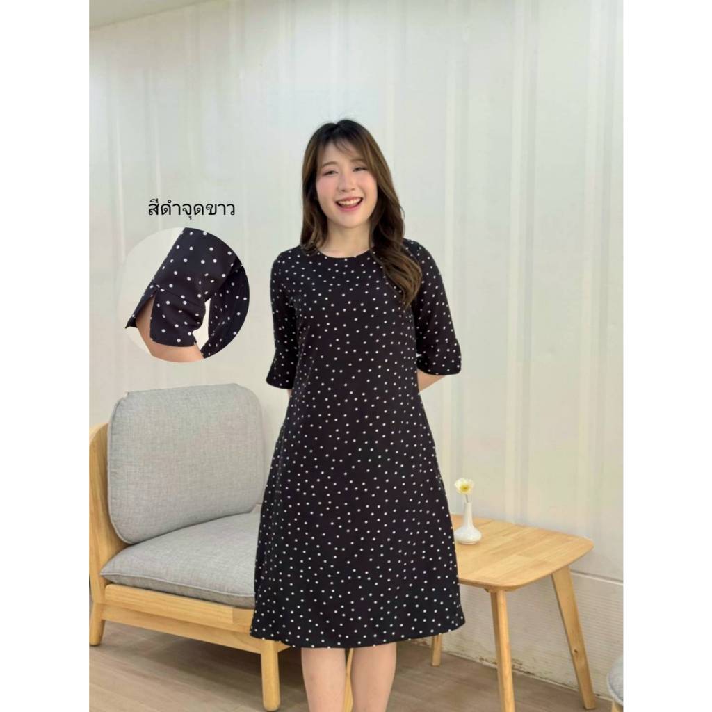 ถามสต๊อกที่แชตก่อนสั่งทุกแบบในร้าน#ชุดซิปหลัง Detail เดรสผ้าไหมอิตาลี คอกลม แขนยาวประมาณข้อศอกแต่งผ่าแขน - รูปที่ 4