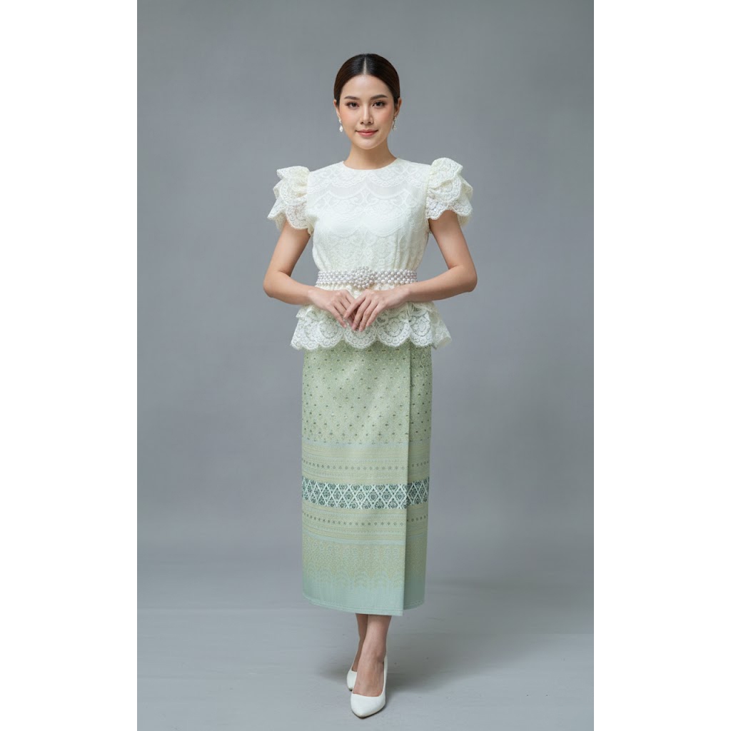 BS011 รุ่นหยกสยาม ชุดไทยเด็กผู้หญิง ประยุกต์ ออกงาน รูปที่ 3