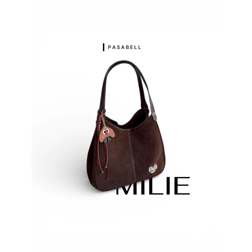 (ไม่มีจี้ห้อย) กระเป๋า suede bag รุ่น MILIE 6ช่องใช้งาน