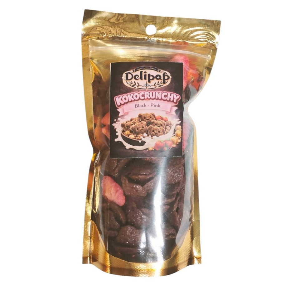 Delipop คอนเฟลกโกโก้ครั้นช์ Black Pink Caramel ผสมสตรอเบอรี่อบกรอบ/Kokocrunchy Caramel/ CFS/XS