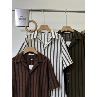 N089 – เชิ้ตแขนสั้นลายริ้วผ้าถักโปร่ง (n’s Knit Stripe Shirt)
