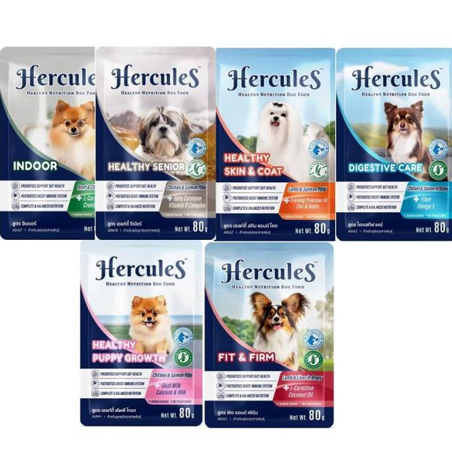 (ยกลัง 48ซอง) Hercules เฮอร์คิวลิส อาหารสุนัขเปียก แบบซอง 80g.*โปรดอ่านรายละเอียดก่อนสั่งซื้อ