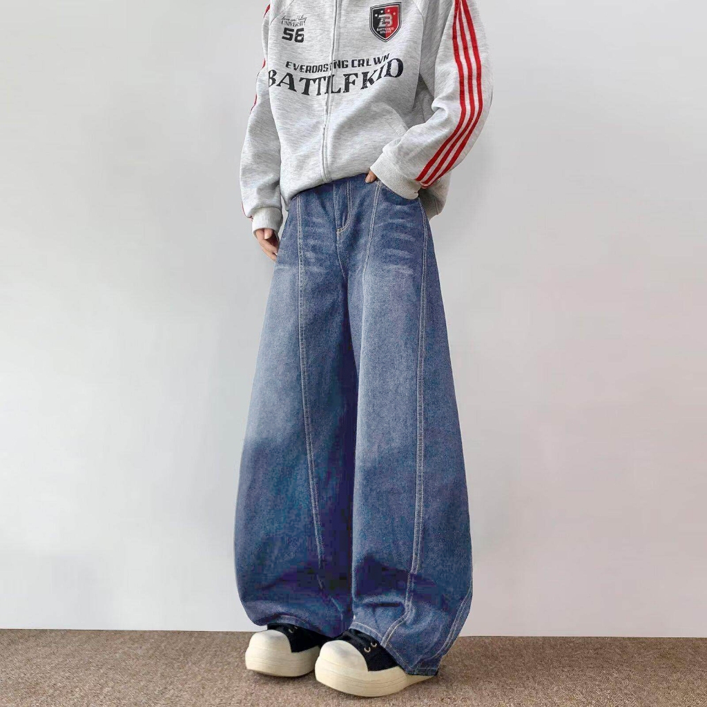 PROMANกางเกงยีนส์ทรงหลวมวินเทจ  ทรงกว้างขากว้าง  สไตล์ขี้เกียจ  คลาสสิกและเข้ากับทุกสไตล์  แบบยูนิเซ็กส์ - รูปที่ 6