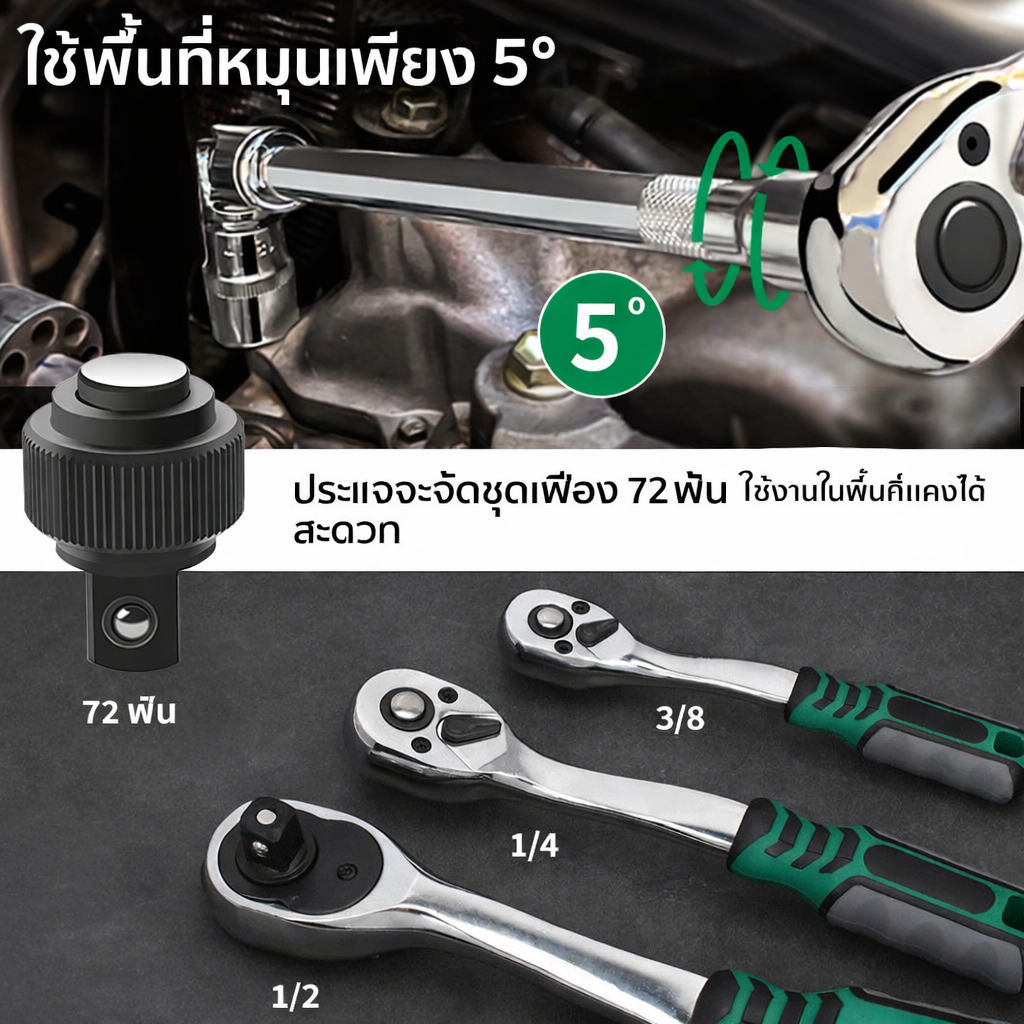 REAIM ชุดเครื่องมือ CRV 121ชิ้น ชุดเครื่องมือช่าง ชุดประแจ เซ็ตเครื่องมือซ่อมรถ ชุดบล็อก1/4 Tool Set ราคา ถูกที่สุด ดีลบีเคเค แกลเลอรีภาพที่ 7