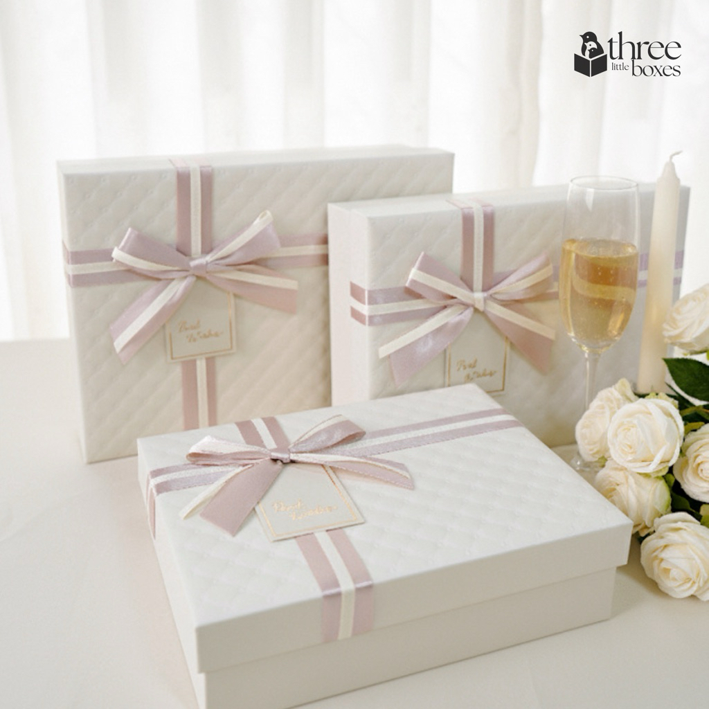 กล่องของขวัญสำเร็จรูป รุ่นBelle ปั้มลายหนัง {มี2สีให้ดลือก} กล่องของขวัญวาเลนไทน์ กล่องใส่ของชำร่วย Gift box