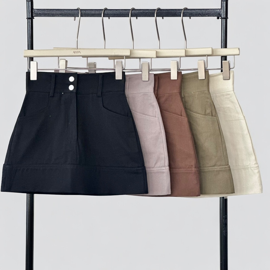 Atipashop - Donna Mini skirt (7312#) กระโปรงสั้นผ้า Cotton Jeans ใส่สบาย