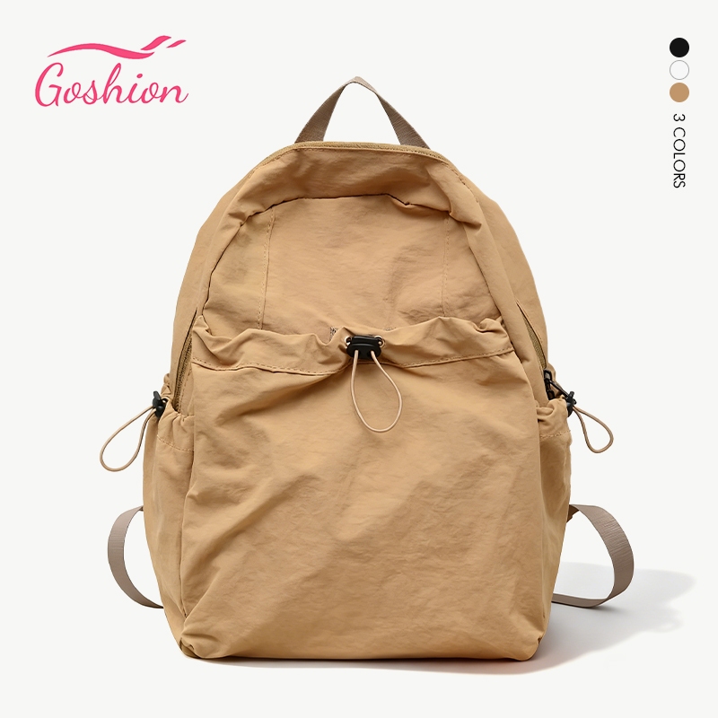Goshion กระเป๋าเป้สะพายหลัง ความจุขนาดใหญ่ ผ้าไนล่อน สีทึบ น้ำหนักเบามาก นักเรียนเข้าชั้นเรียน