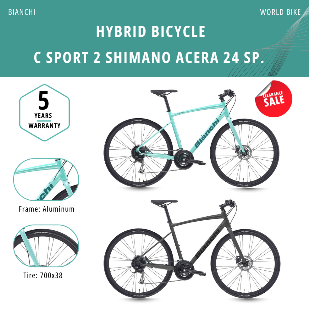 จักรยานไฮบริด Bianchi รุ่น C Sport 2 ชุดขับ Shimano Acera 24 Sp.
